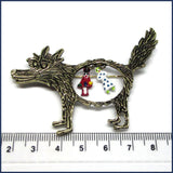 wolf brooch/project bag pin with ruler