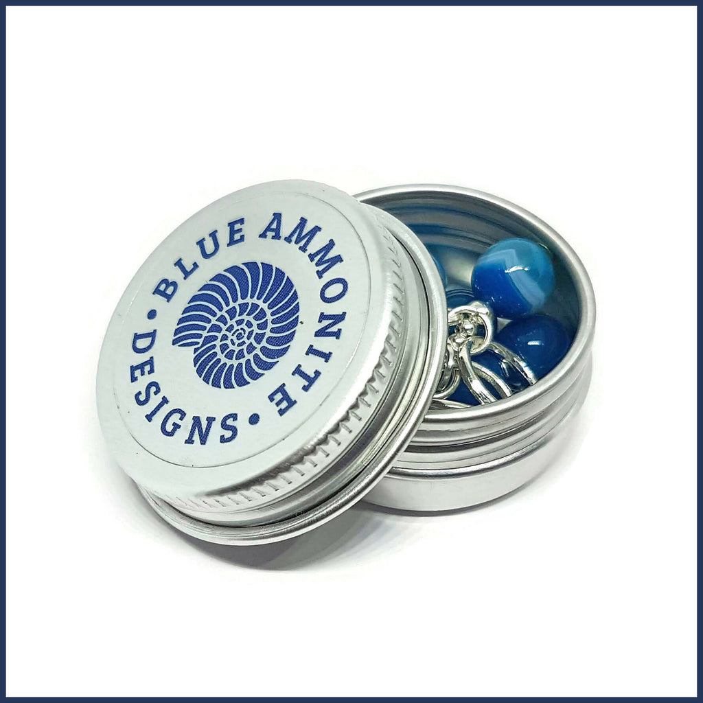 Blue Agate Knitting Marker Set
