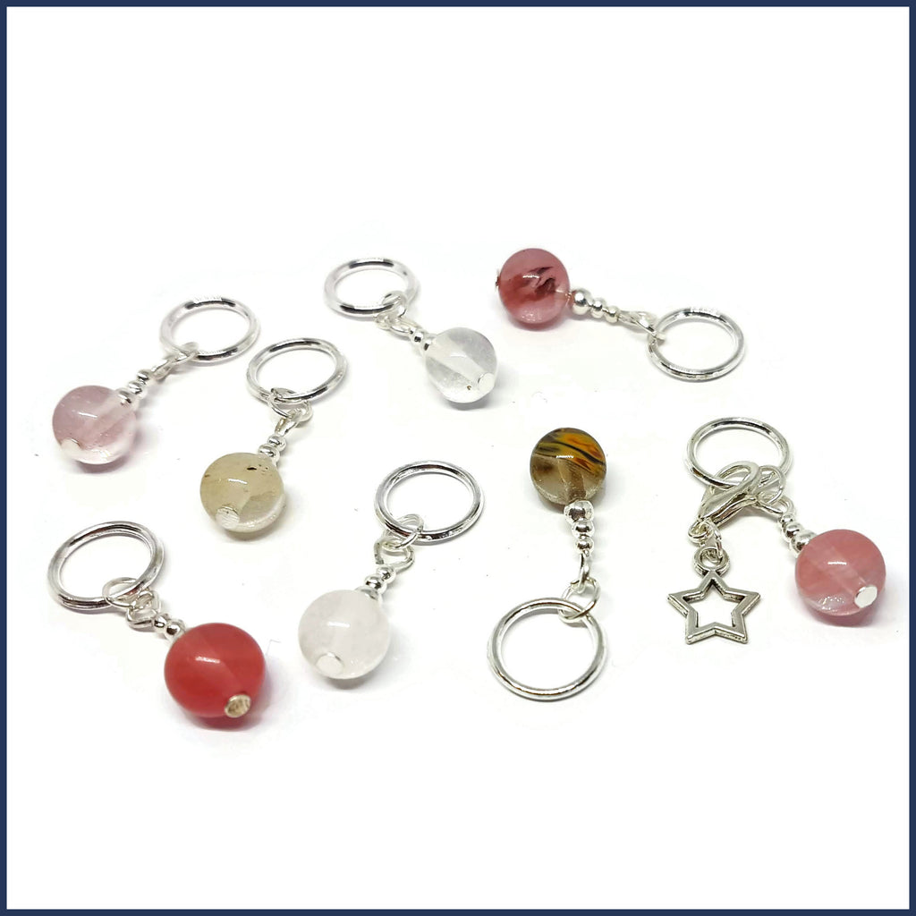 Cherry Quartz Knitting Marker Set
