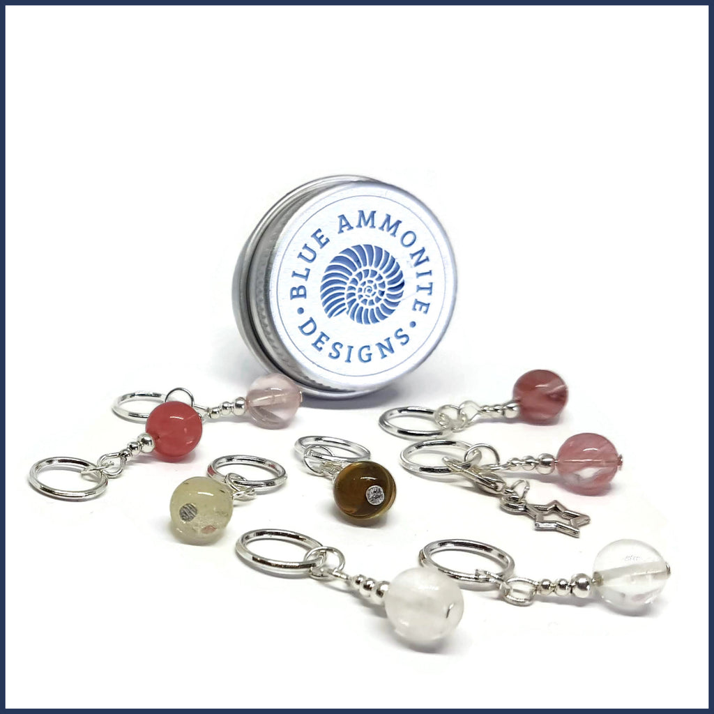Cherry Quartz Knitting Marker Set