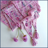 pink crochet shawl with flowers