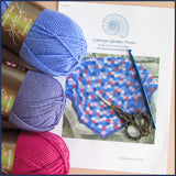 crochet pattern with hook and scissors