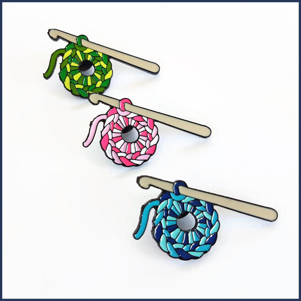 Join Our Crochet Circle Pin Badge