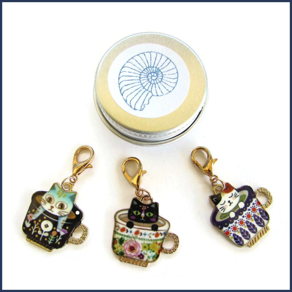 Kitty Cuppa Stitch Marker Set