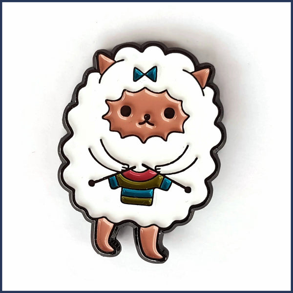 Knitting Sheep Pin Badge