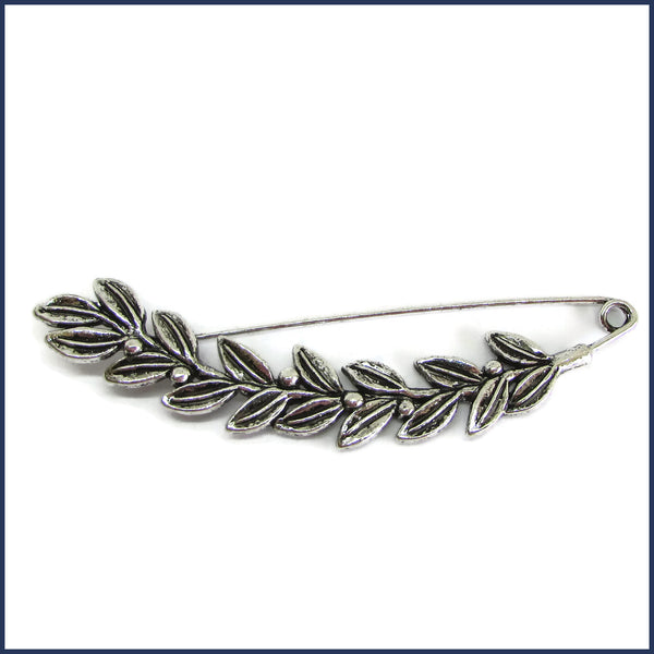 silver leaf and berries shawl pin