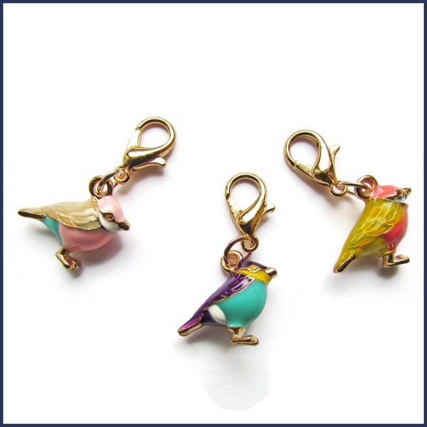 Little Birds Enamel Stitch Marker Charms