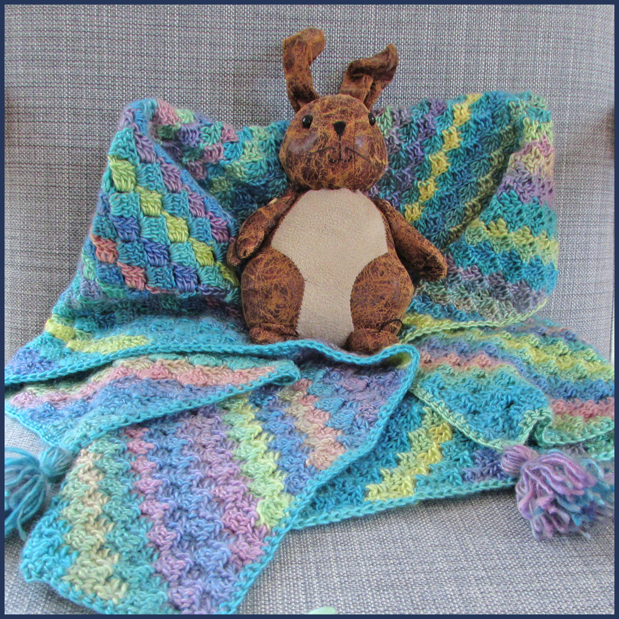 Ocean Rainbow Crochet Baby Blanket Kit Blue Ammonite Designs