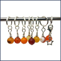 Orange Agate Knitting Marker Set