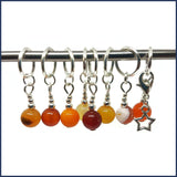 Orange Agate Knitting Marker Set