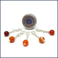 Orange Agate Stitch Marker Set