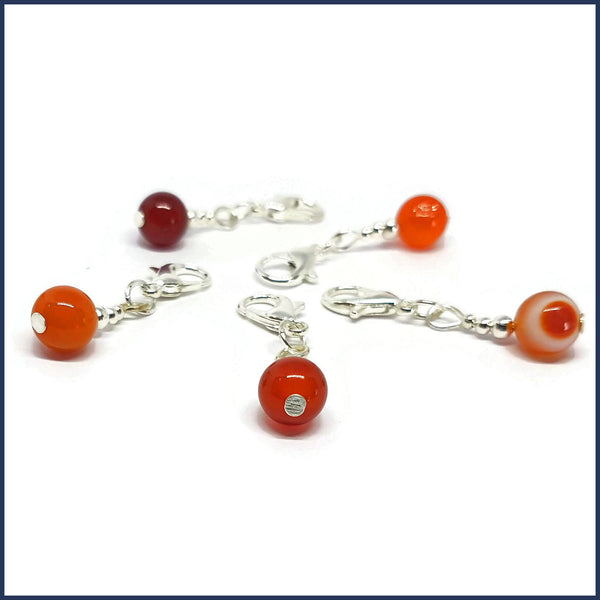 Orange Agate Stitch Marker Set