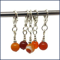 Orange Agate Stitch Marker Set