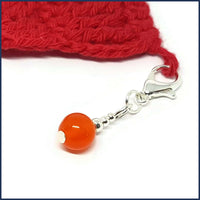 Orange Agate Stitch Marker Set