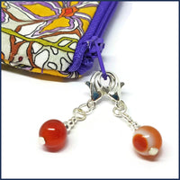 Orange Agate Stitch Marker Set