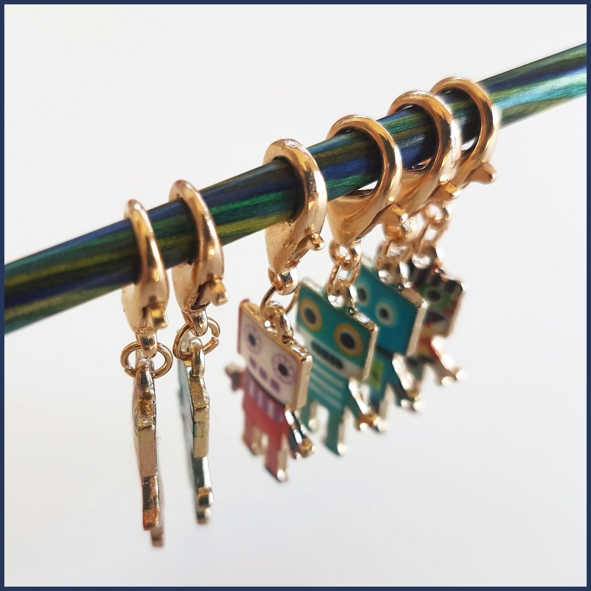 Robo-Rave Stitch Marker Set – Blue Ammonite Designs