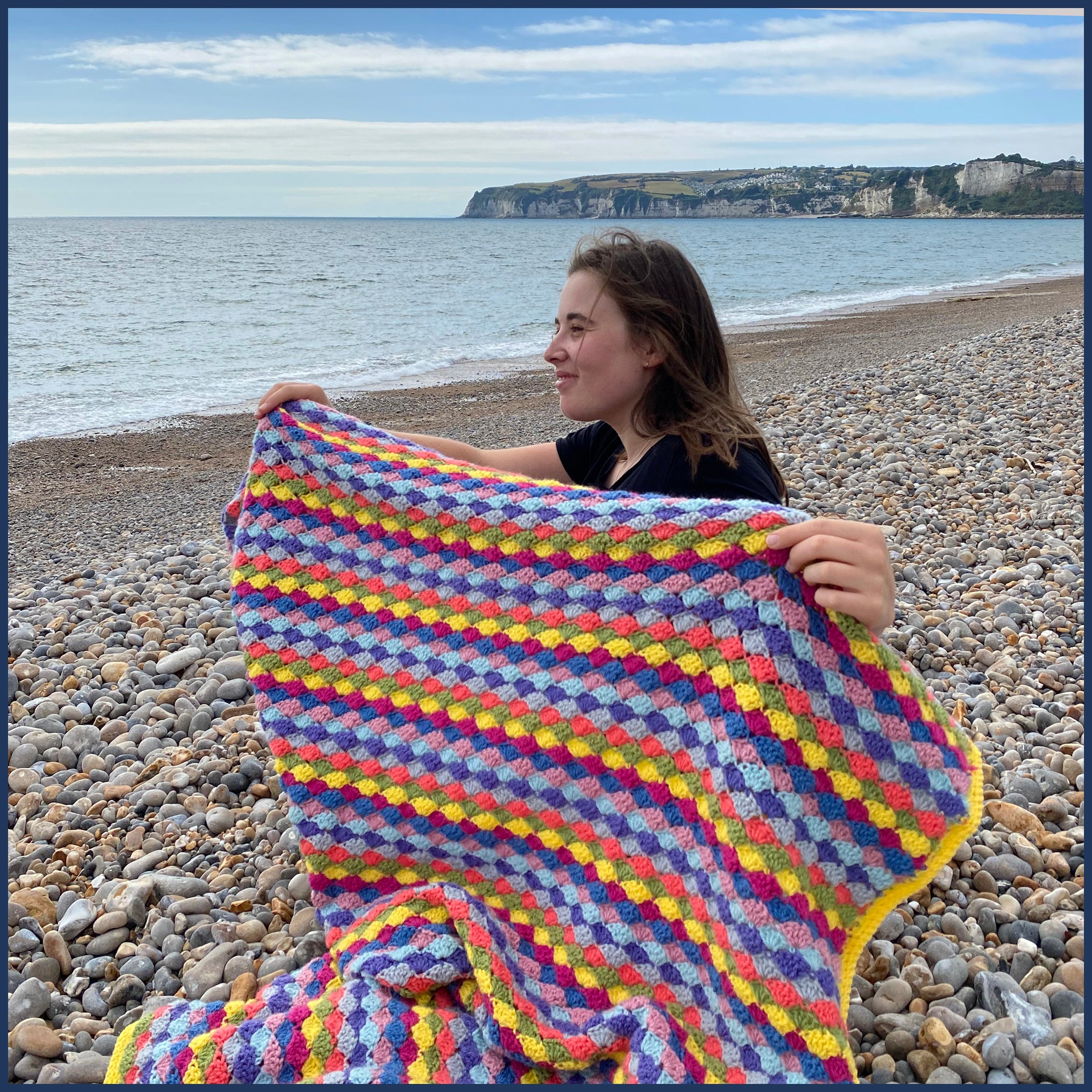 Seaside Crochet Blanket and Cushion Pattern instant digital