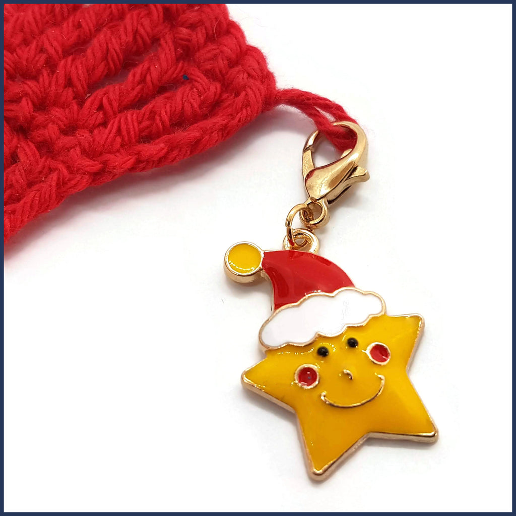 Smiley Santa Star Stitch Marker Set