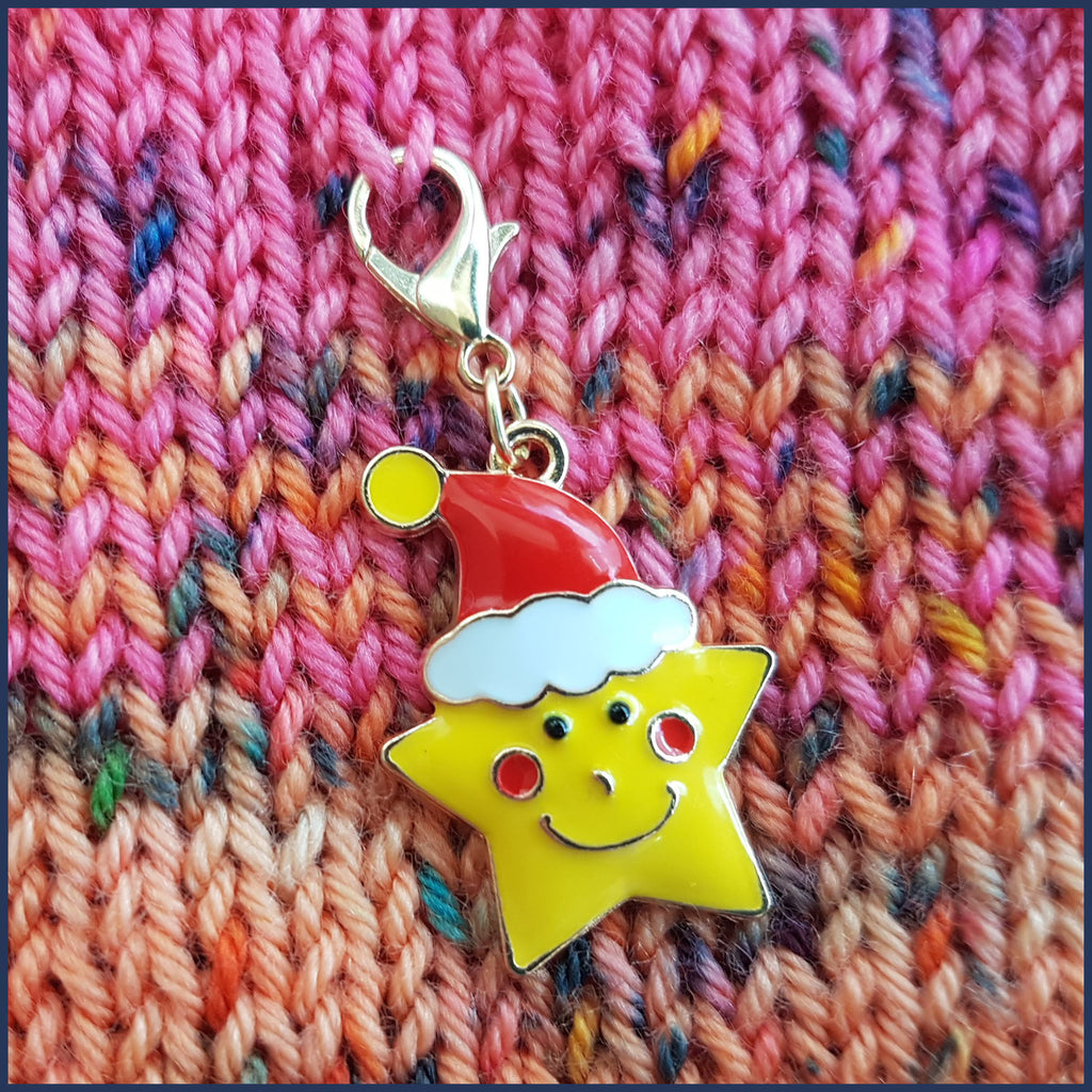 Smiley Santa Star Stitch Marker Set
