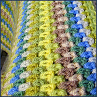 stripey crochet blanket close up