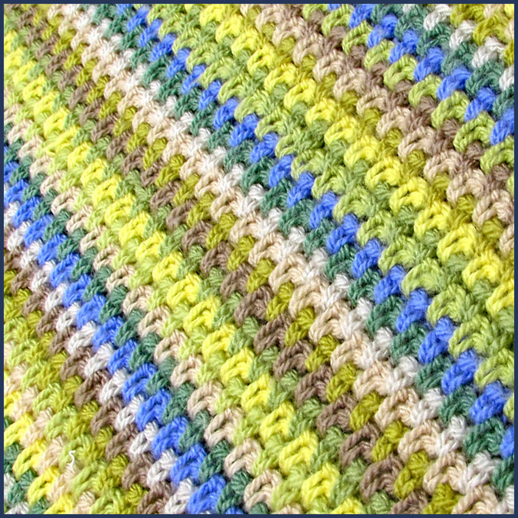 stripey crochet blanket close up