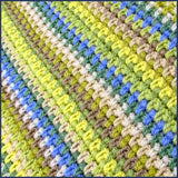 stripey crochet blanket close up