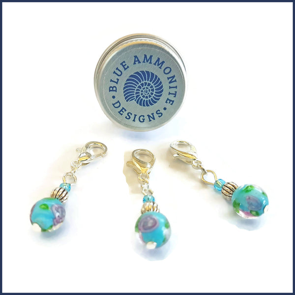 Tea Dance Glass Stitch Marker Set