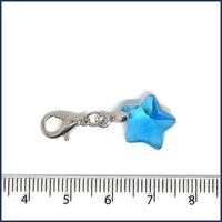 blue glass star stitch marker with crochet