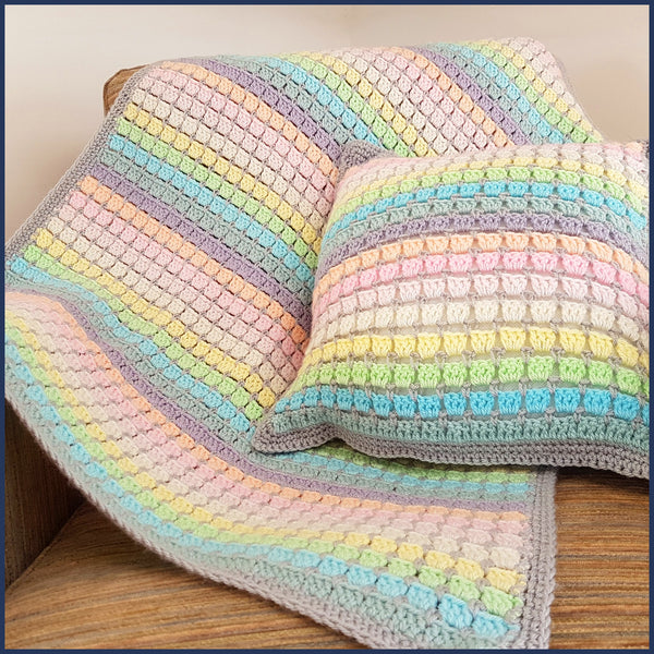 Vintage Rainbow Crochet Baby Blanket Kit ideal crochet gift for baby